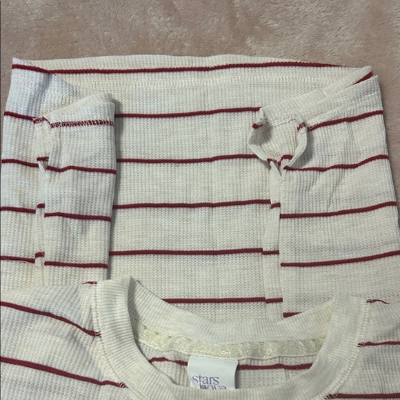 Stars Above Cream and Red Striped Thermal Pajamas - Picture 7 of 7